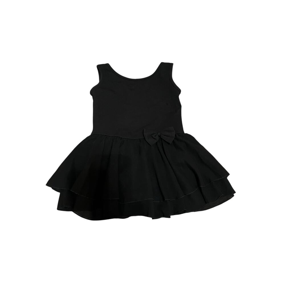 Revolution Dancewear Black Skirted Bow Tank Leotard Dress Size Medium Child